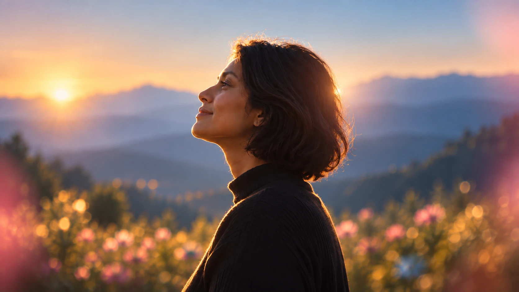 A woman enjoying a calm moment outdoors after fibroid treatment